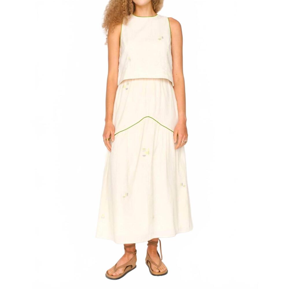 NEW MIRTH santanyi tank top in lime jamdani